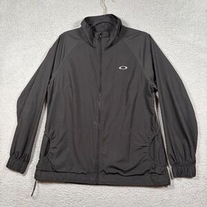 Oakley Windbreaker Jacket‎ Womens L Full Zip Lightweight Black Golf Running